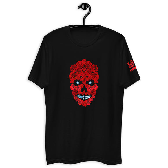 Red Rose Skull Short Sleeve T-shirt (Dark Colors)