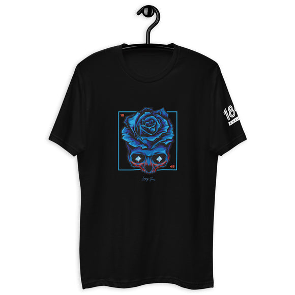 Blue Rose Skull V2 Short Sleeve T-shirt (Dark Colors)