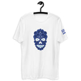 Blue Rose Skull Short Sleeve T-shirt (White)